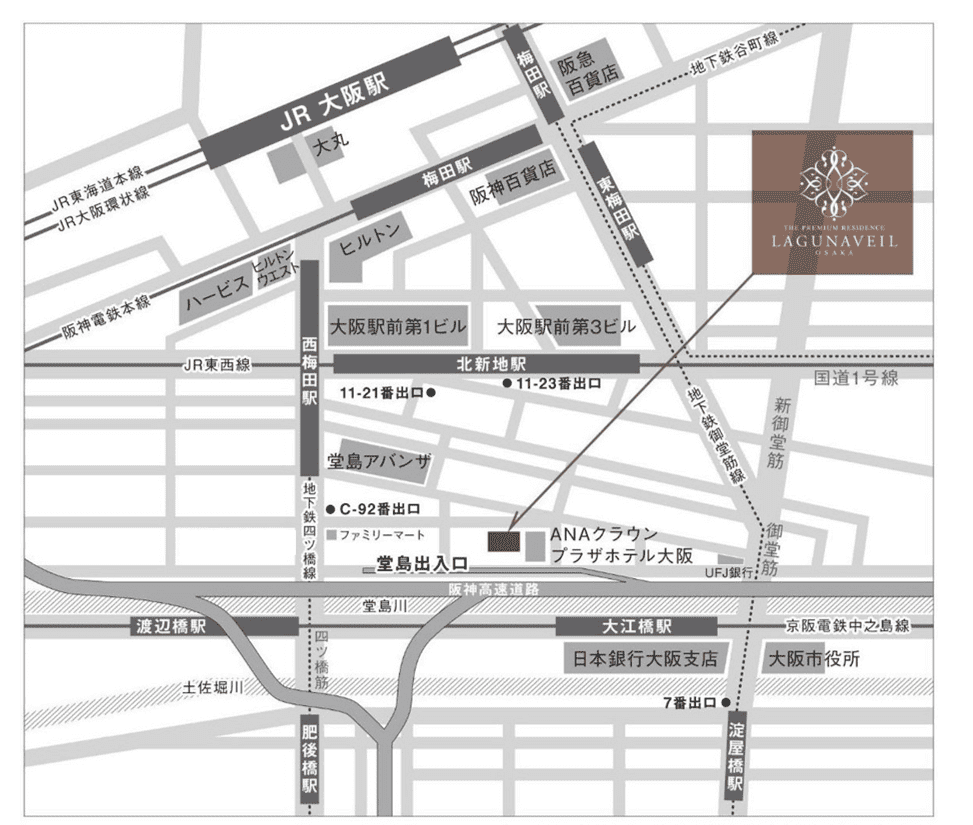 ラグナヴェール大阪　アクセスマップ